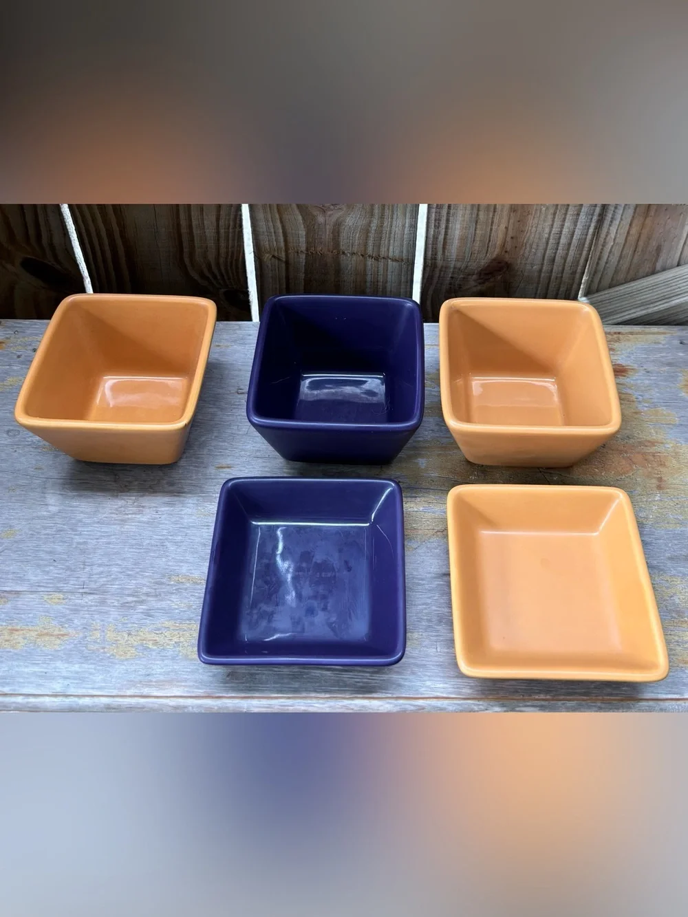 Set of 5 Simple Additions by Pampered Chef Square Condiment Bowls & Saucers